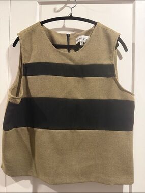 Danny and Nicole Olive and Black Striped Sleeveless Tank